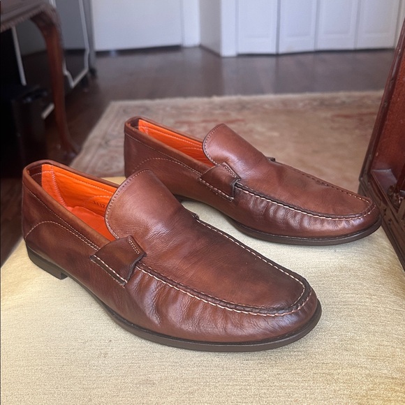Santoni Faith Brown Leather Moc Toe Slip-On Loafer Shoes Men\'s Size 11.5 EE Wide main image 11